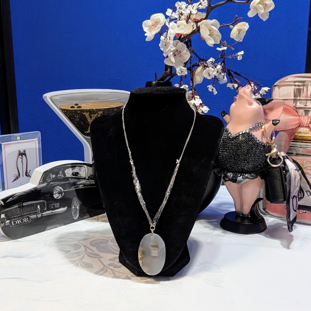 Kinsley Armelle Agate Collection Silver Ashen Necklace - 18"